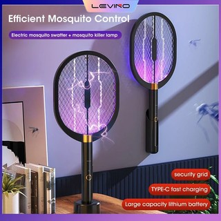 Electric Mosquito Swatter with Purple Killer Lamp USB Rechargeable Fly Swatter Insect Killer Racket 3-in-1