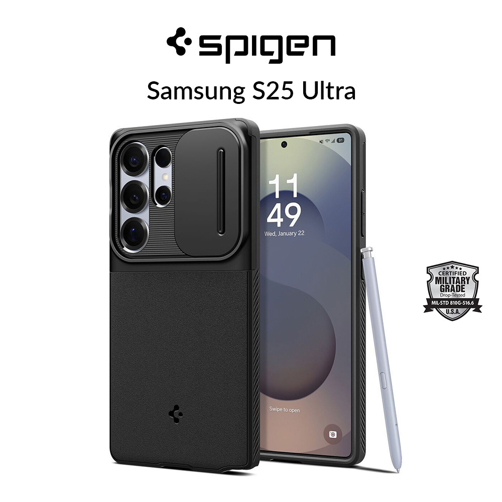 Spigen Samsung S25 Ultra Case 6.9" เกราะ Optik พร้อมฝาครอบสไลด์กล้องป้องกันการตก Samsung Galaxy S25 