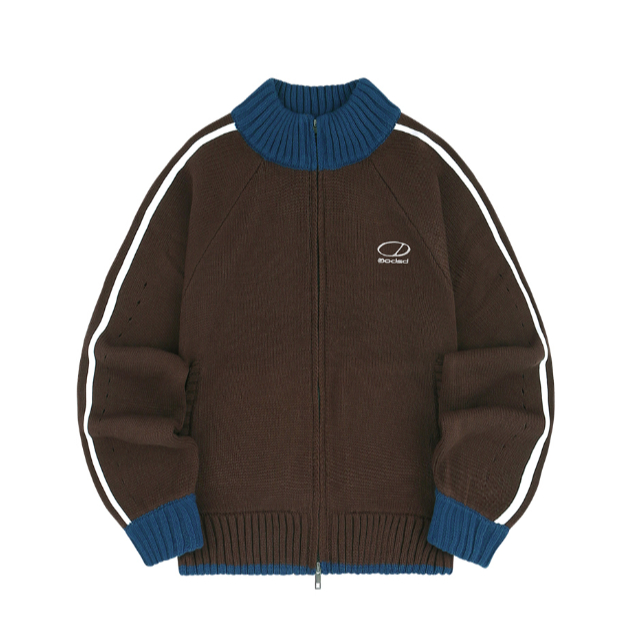[ODDSTUDIO] Sporty Track Semi Crop Knit Zip-Up