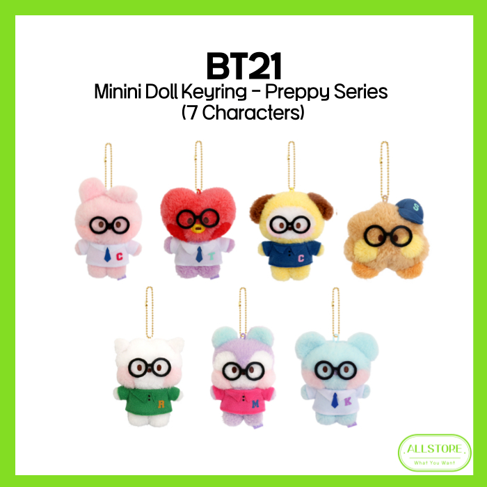 [BT21] พวงกุญแจตุ๊กตา Minini - Preppy Series (7 ตัวละคร)