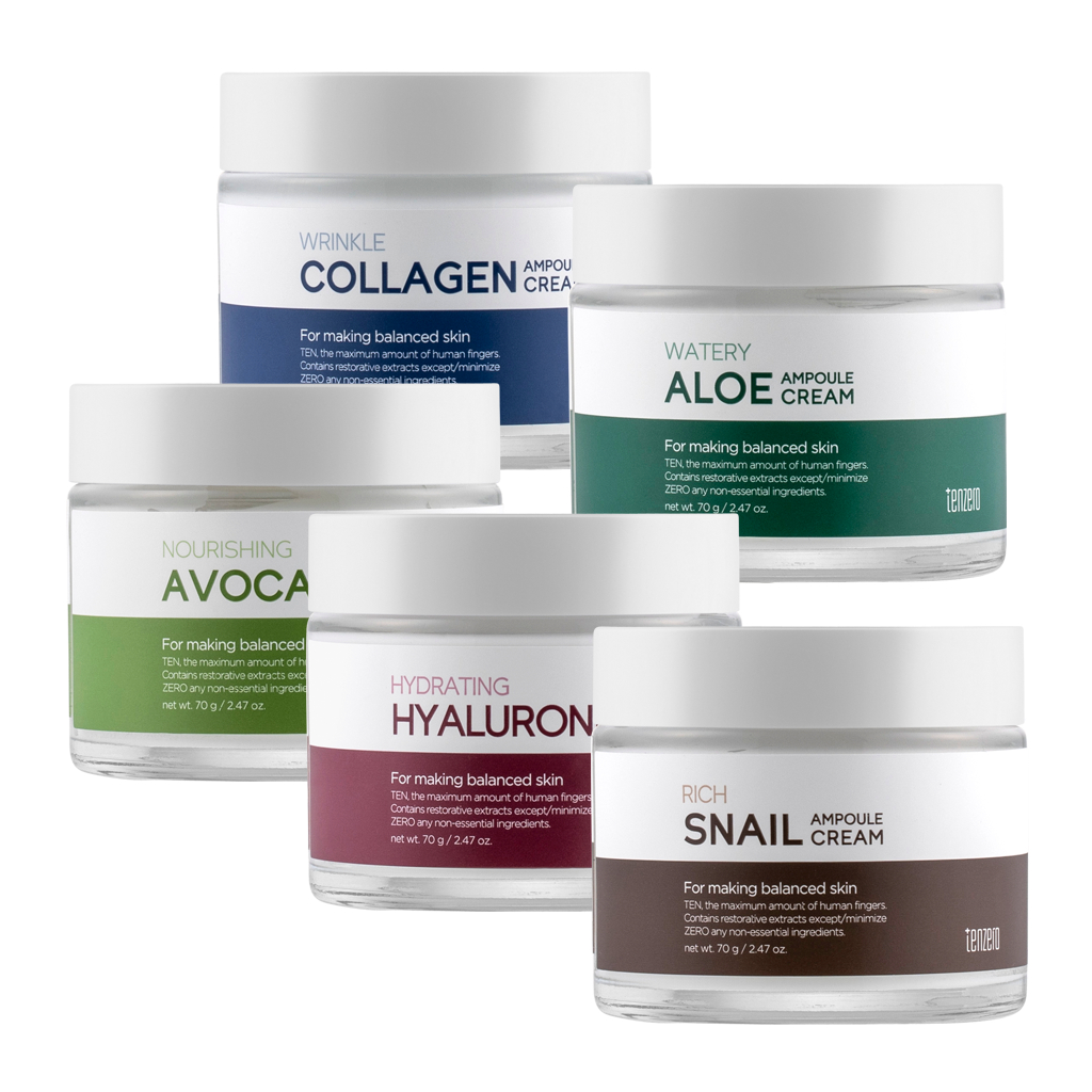 [TENZERO] Ampoule Cream 2X AVOCADO, ALOE, HYALURONIC, SNAIL, WRINKLE COLLAGEN 70g / 2.47 oz. เคบิวตี