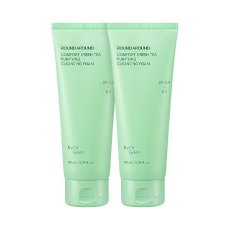Round AROUND Comfort Green Tea Purifying คลีนซิ่งโฟม 150ml+150ml