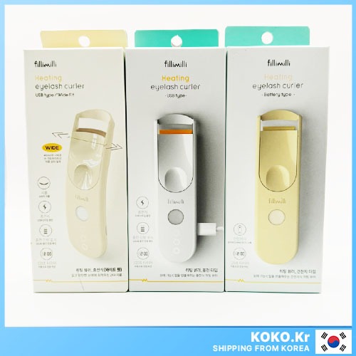 FILLIMILLI Heating Eyelash Curler 3 Types ฟิลลิมิลลี่ ที่ดัดขนตาความร้อน 3 แบบพร้อม ฟรีบี