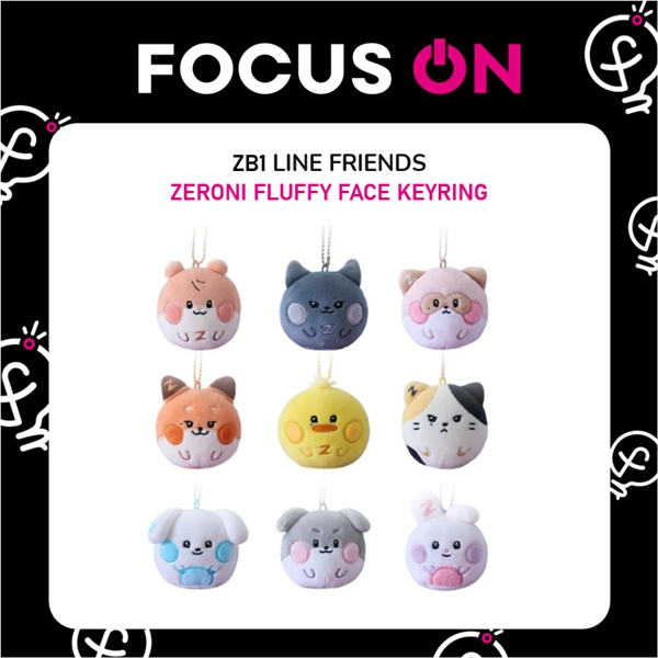 ZEROBASEONE ZB1 LINE FRIENDS ZERONI PLUSH KEYRING, FLUFFY FACE KEYRING