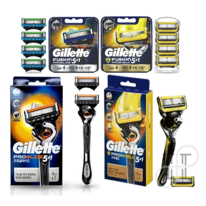[Gillette] 5+1 PROSHIELD, PROGLIDE 1p shaving handle + 2p razor blades SET l 4p razor blades l 5+1 PROSHIELD ด้ามโกนหนวด PROGLIDE 1p + ใบมีดโกน 2p SET l ใบมีดโกน 4p