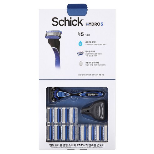 Schick HYDRO 5 เครื่องโกนหนวดมีดโกนใบมีดปลอดภัยพร้อมทริมเมอร์พลิกสําหรับเคราหนวด / จากโซล เกาหลี