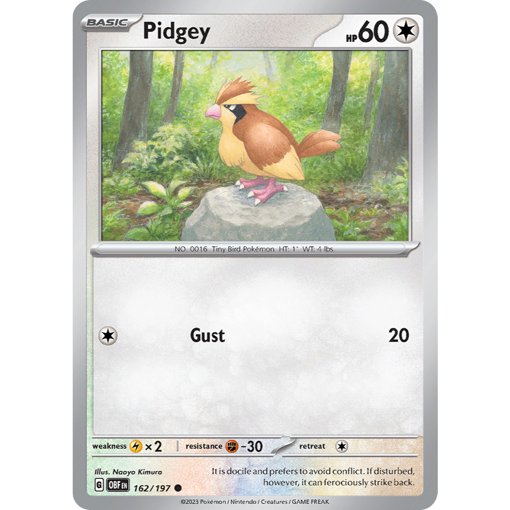 [โปเกมอน TCG] [Scarlet & Violet: เปลวไฟออบซิเดียน] ทั่วไป RH Pidgey