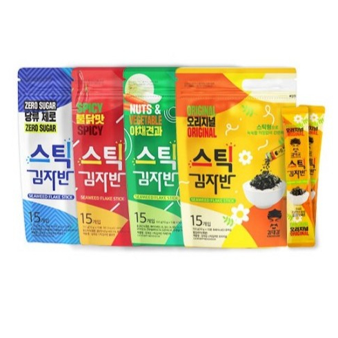 [KOREA Seaweed]kim Daegam Seaweed FlakeStick 10g*15packs (ดั้งเดิม, Zero Sugar, Bulk, ถั่วผัก)