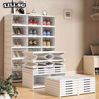 LILI 3-10 Layers Foldable Shoe Box Transparent Shoe Cabinet Stackable Shoe Storage Box Home Shoe Rack Cabinet