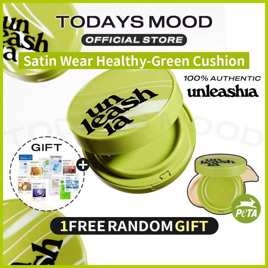 [unleashia] Satin Wear Healthy-Green Cushion 15g (21 เฉดสี) | Vegan SPF 30 PA++ Glow Foundation Air compact cover UV