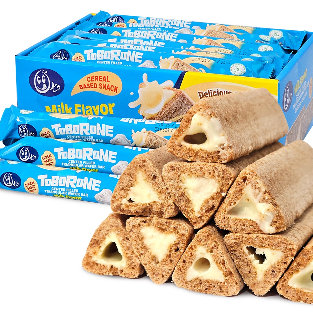 [OKKO] เวเฟอร์บาร์สามเหลี่ยมรสนม Toborone 360g – กรุบกรอบนอก ด้านในครีม!