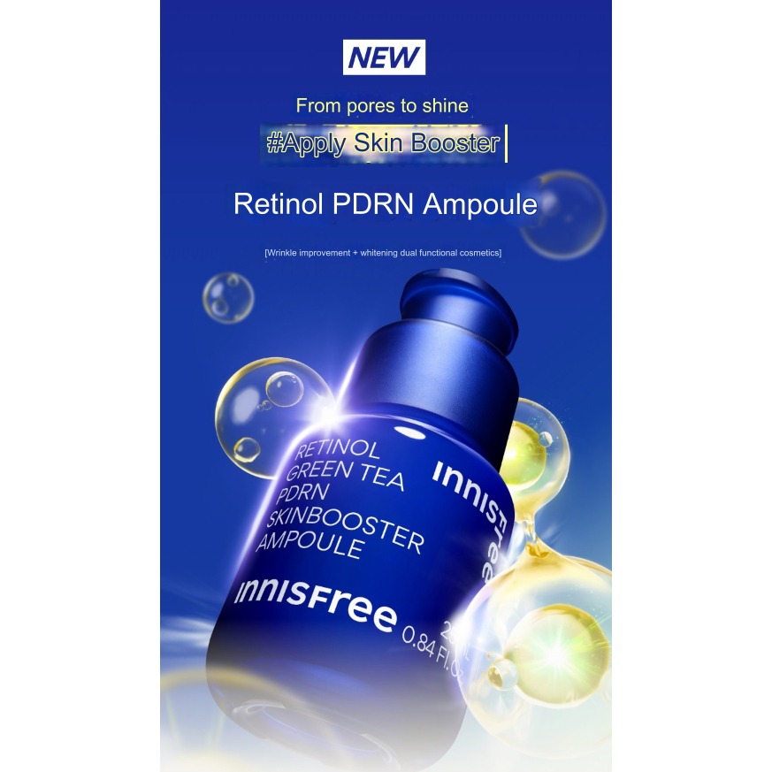 Innisfree Retinol Green Tea PDRN Skin Booster Ampoule, 25ml, 1p