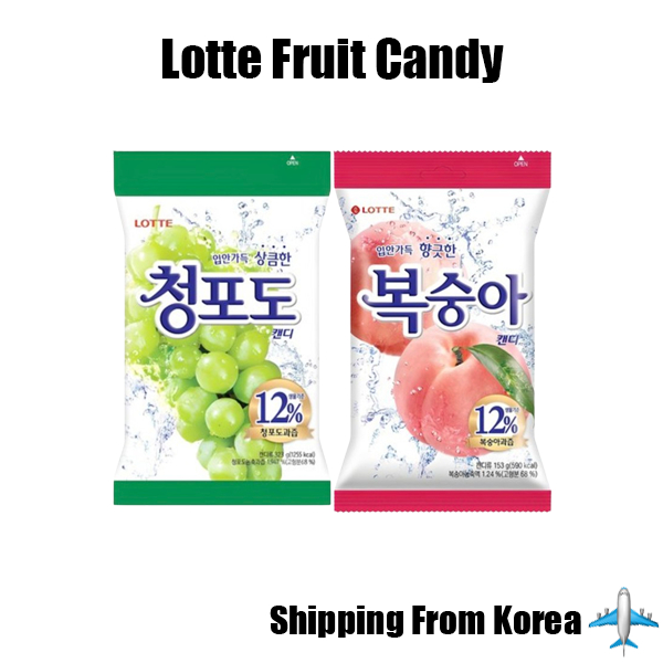 [Lotte] Fruit Candy 153g ของว่างเกาหลี Candy Green Grape / Peach