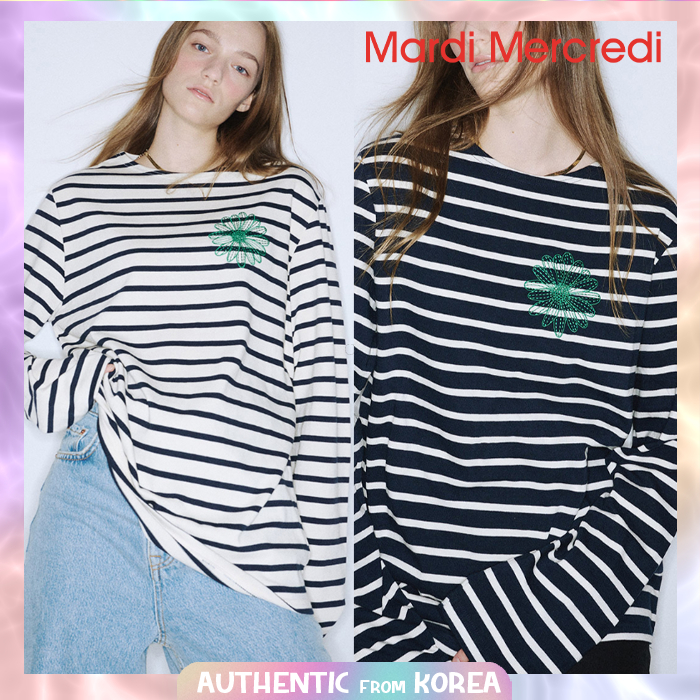 Mardi MERCREDI เสื้อยืดผู้หญิง LONG SLEEVE STRIPE_2COLOR