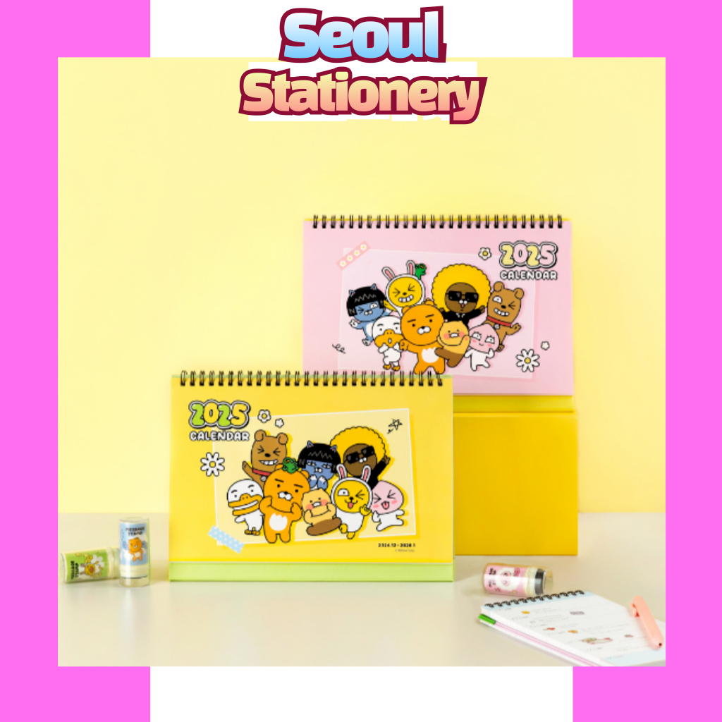 (Calender 2025)[korea Shipping] Kakao Friends 2025 ปฏิทินตั้งโต๊ะขั้นพื้นฐาน Planner Simple Small Fresh Desktop Calendar 2025 เวอร์ชั่นเกาหลี Desktop Creative Notepad