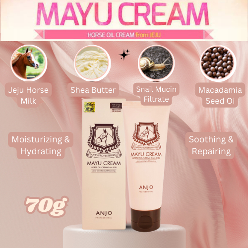 Anjo Professional Jeju Mayu Cream บํารุงตามธรรมชาติด้วยน้ํามันม้าเจจูเพื่อผิวกระจ่างใส