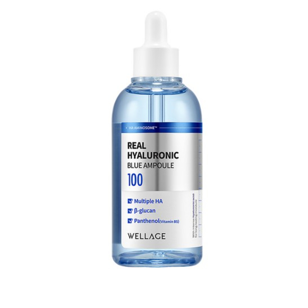 WELLAGE REAL HYALURONIC BLUE AMPOULE 100ml – DEEP HYDRATION SERUM พร้อม MULTIPLE HA