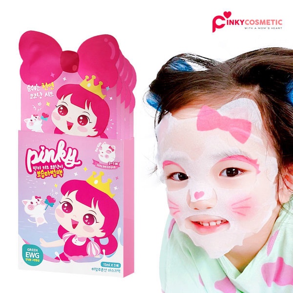 [Im Pinky kids moisture mask sheet] มาส์กหน้าเด็ก / สกินแคร์เด็กผู้หญิง (5 แผ่น)