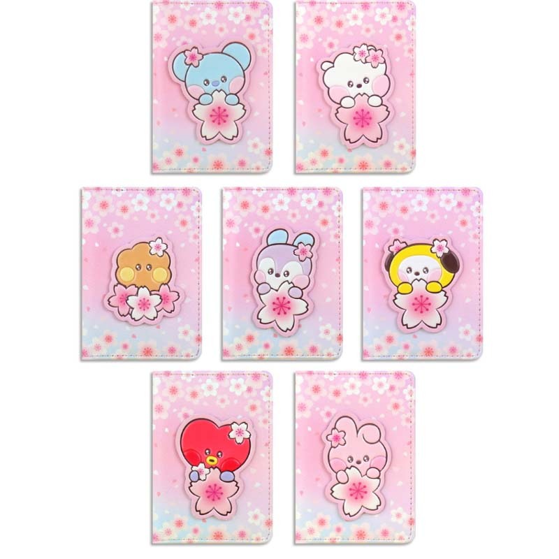 BTS BT21 ซองใส่บัตรแพทช์หนังอย่างเป็นทางการ CHEERY BLOSSOM
