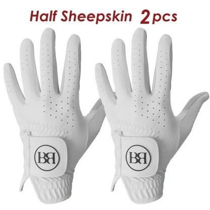 [BRENCE] ถุงมือกอล์ฟผู้ชาย Classic White Half Sheepskin 2 ชิ้น (มือซ้าย) แบรนด์กอล์ฟเกาหลี