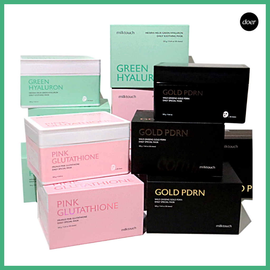 [MILK TOUCH] Hedera Helix Green Hyaluron Daily Soothing Mask / Prunus Pink Glutathione / Wild Ginseng Gold PDRN Daily Special Mask [330g] Milktouch Daily Sheet Mask