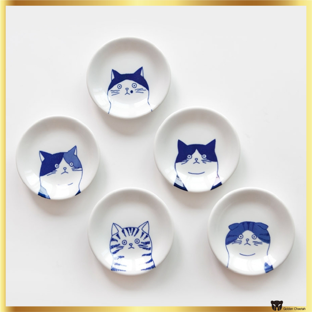 นิคอต แมวน่ารักภาพประกอบแผ่นข้างเซรามิกที่มีความคมชัดสูง12.5เซนติเมตร5ชิ้นชุด