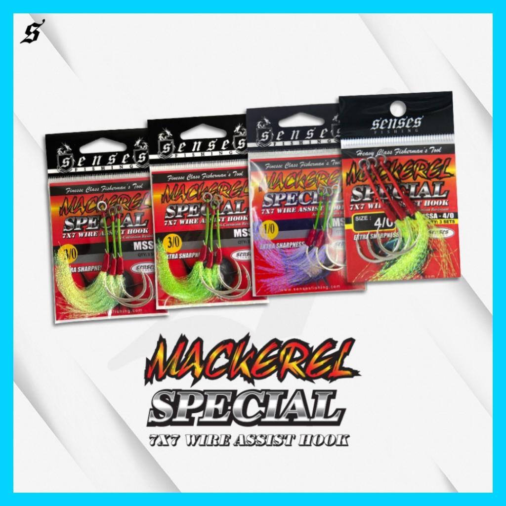 SENSES ปลาแมคเคอเรลพิเศษ 7X7 ลวด SINGLE Assist Hook สําหรับปลาแมคเคอเรลสเปน, Toothy Pelagics