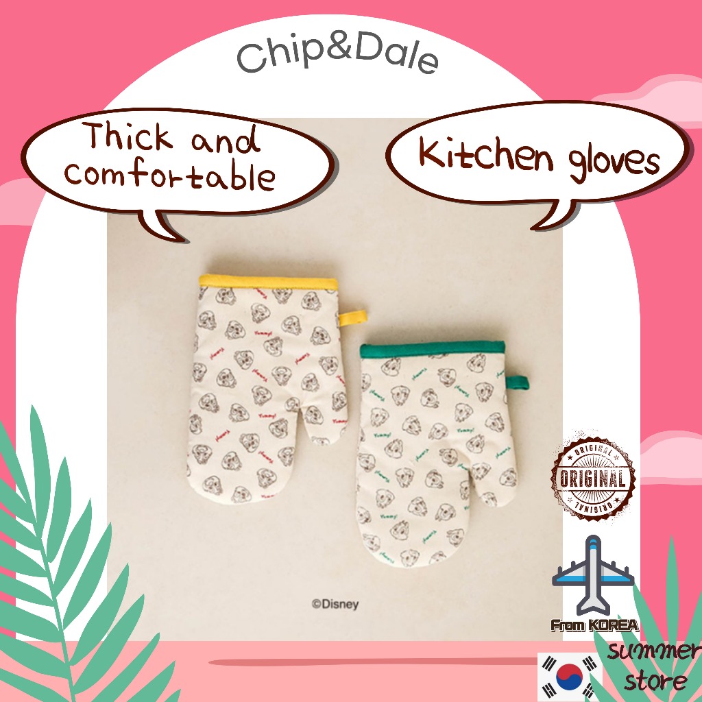 Disney Chip&Dale(Chip and Dale, Chip n Dale) ถุงมือทําครัว(เหลือง,เขียว)-คลังสินค้าพร้อม!