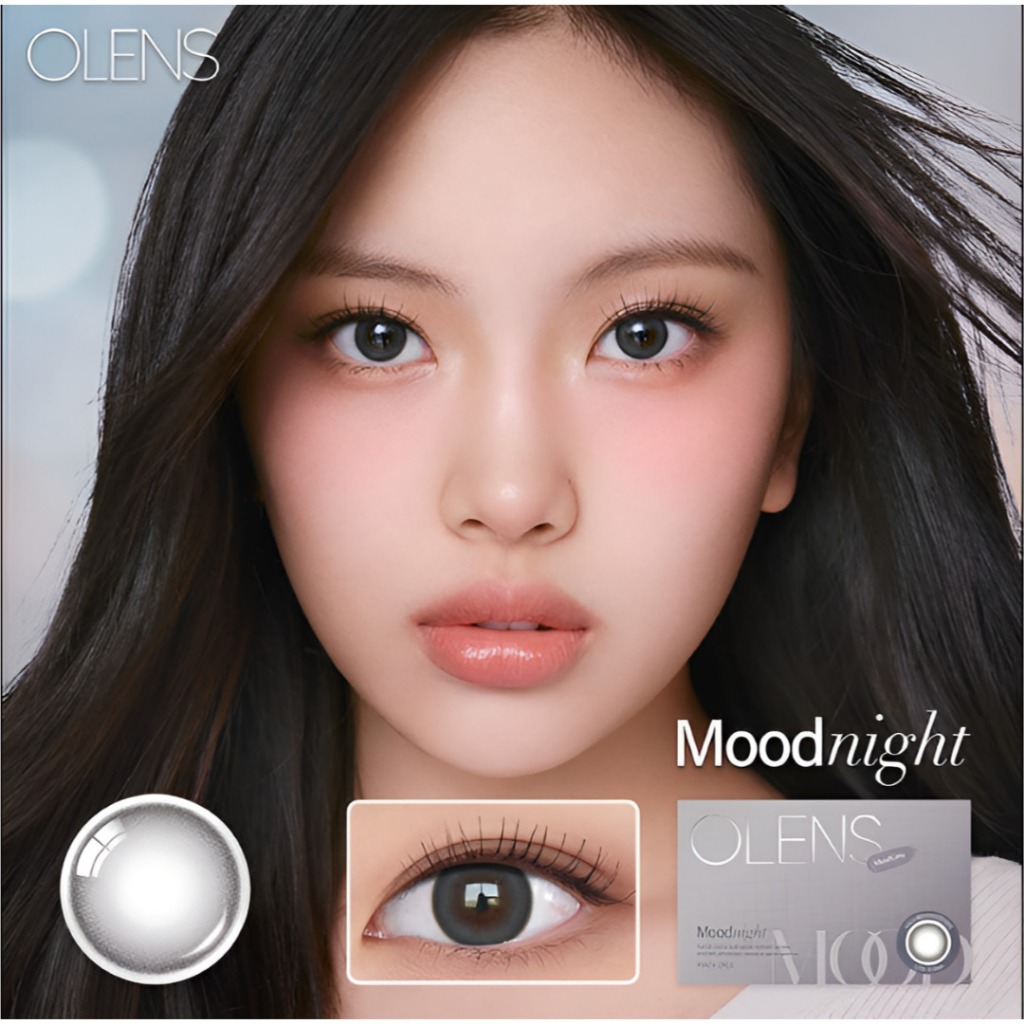 OLENS MOOD NIGHT หนึ่งเดือน – 1 สี MOOD GREY | คอนแทคเลนส์สีรายเดือน K-Beauty 2p 1 กล่อง