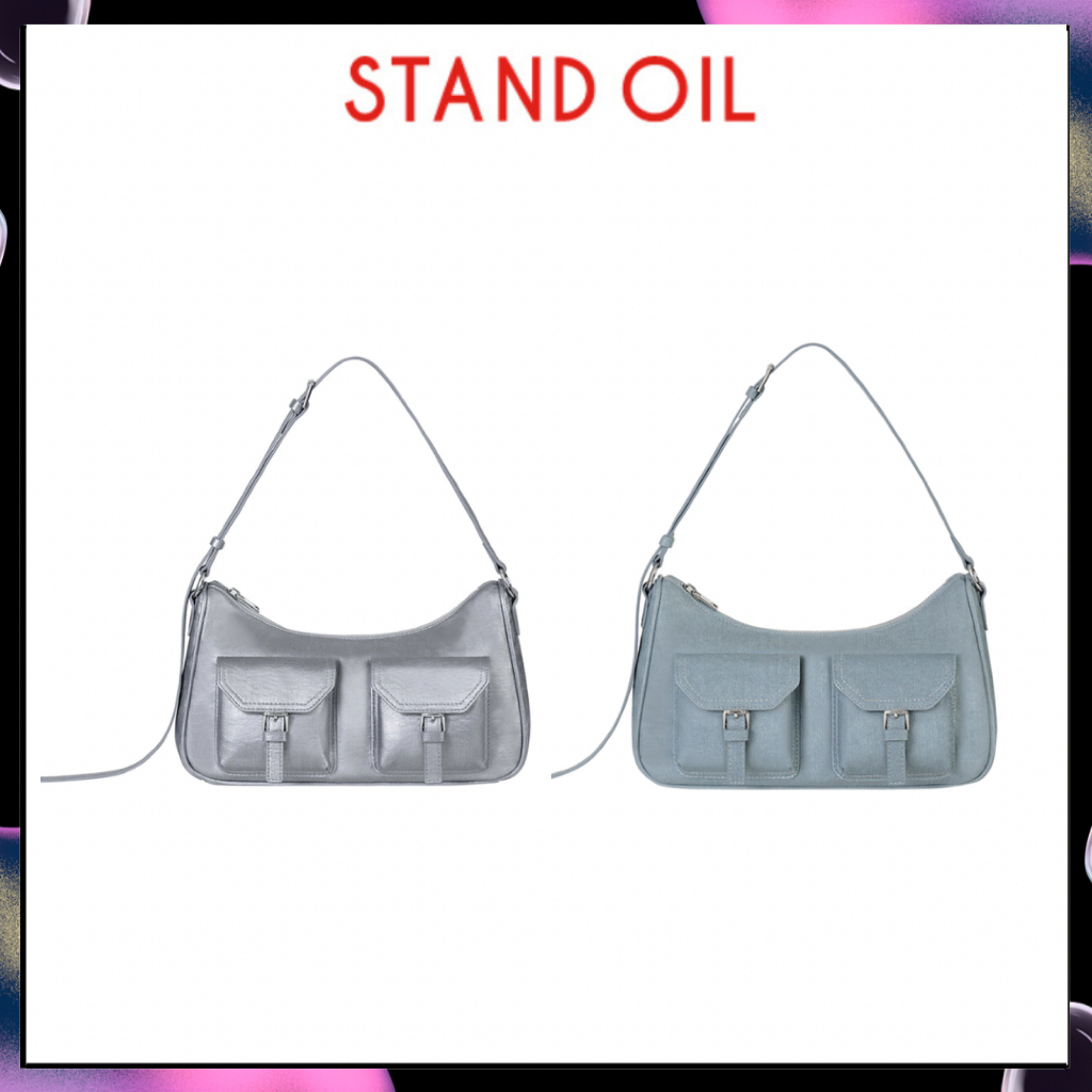 STAND OIL Joey Bag Mini [สีใหม่] สีเงินเดนิม | ผ้ายีนส์บลู