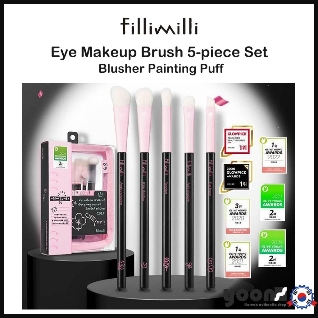 [Fillimilli] แปรงแต่งหน้าตา 5 ชิ้น Set + Blusher Painting Puff_จากเกาหลี