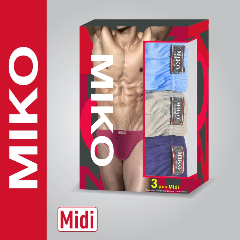 Design Midi (C98119) กางเกงผ้าฝ้าย/กางเกงชั้นในผู้ชาย Miko 3 ชิ้น