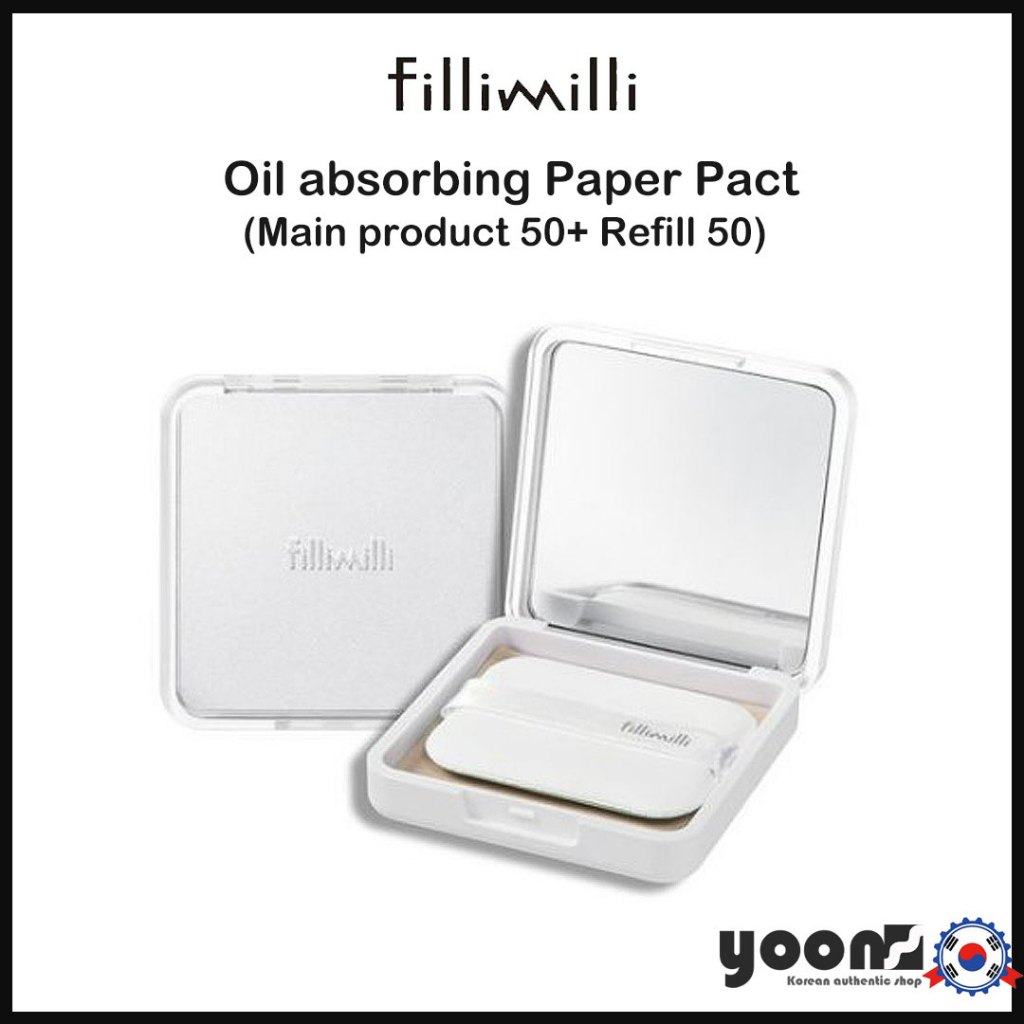 [Fillimilli] กระดาษดูดซับน้ํามัน Pact (หลัก 50 แผ่น + รีฟิล 50 แผ่น)_จากเกาหลี