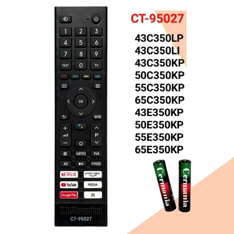 Toshiba รีโมทสมาร์ททีวี Smart TV ยี่ห้อ Toshiba โตชิบา รหัส CT-95027 รุ่น 43C350LP/43C350LI/43C350KP