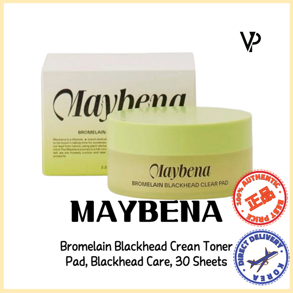 [MAYBENA]Bromelain Blackhead Crean Toner Pad, Blackhead Care, Peeling Toner Pad , 30 แผ่น