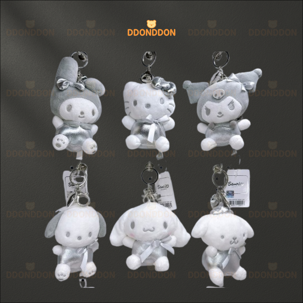 เกาหลีแท้ Sanrio Silver Heart Plush พวงกุญแจพวงกุญแจ 8 ซม / 13 ซม ราคา ถูกที่สุด ดีลบีเคเค