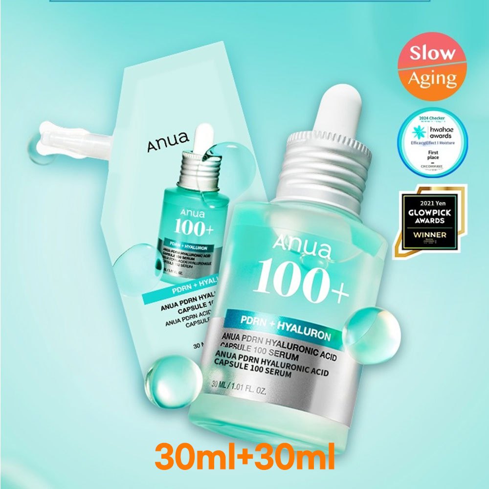 ANUA PDRN Hyaluronic Acid Capsule 100 Serum 30mL + 30mL Refill Pack