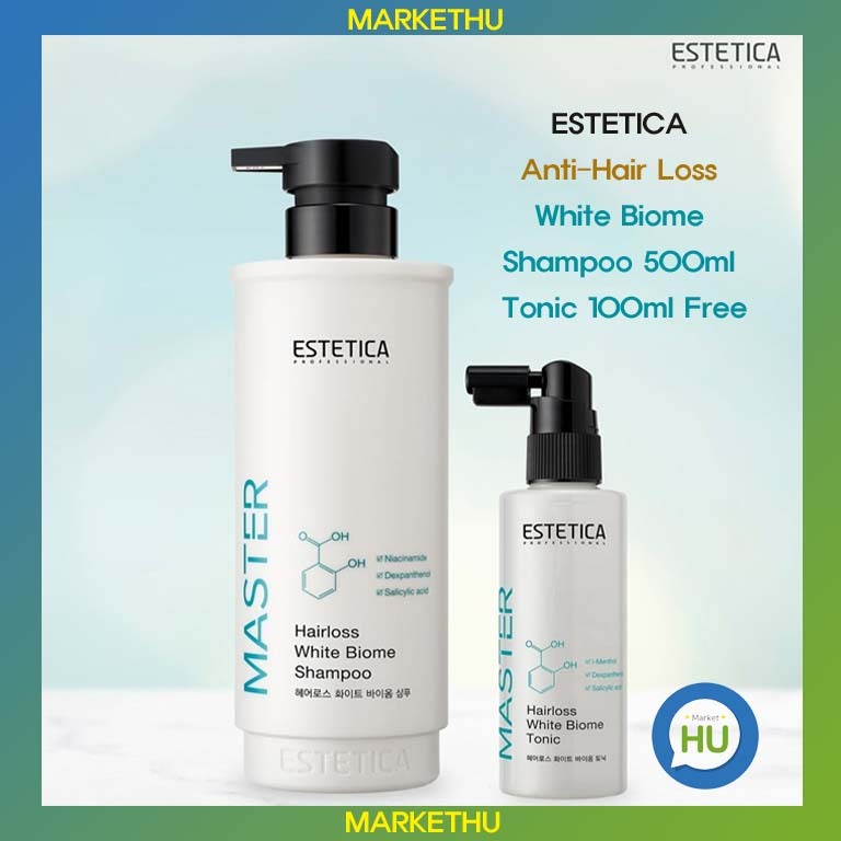 [ESTETICA] Anti-Hair Loss White Biome Shampoo 500ml + Tonic 100ml ฟรี / Made in Korea, Salon Care at Home, KFDA Anti-Hair Fall Relief Certified Product