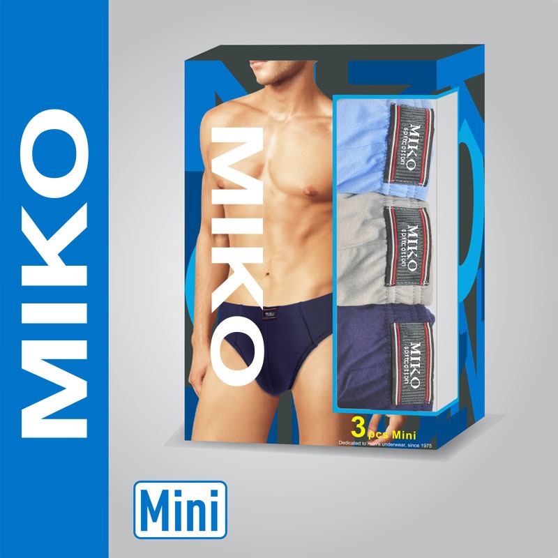(ซื้อ 5 กล่องฟรี 1 กล่อง) Miko Design Mini (C98118) 3 ชิ้นชุดชั้นในกางเกงผ้าฝ้ายบุรุษ