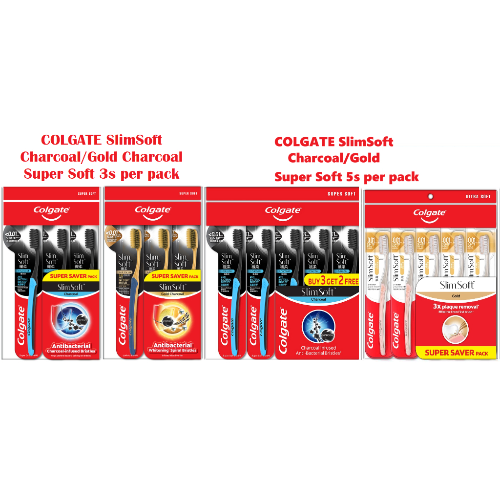 COLGATE SlimSoft Charcoal/Gold Charcoal Super Soft 3s/5s ต่อแพ็ค