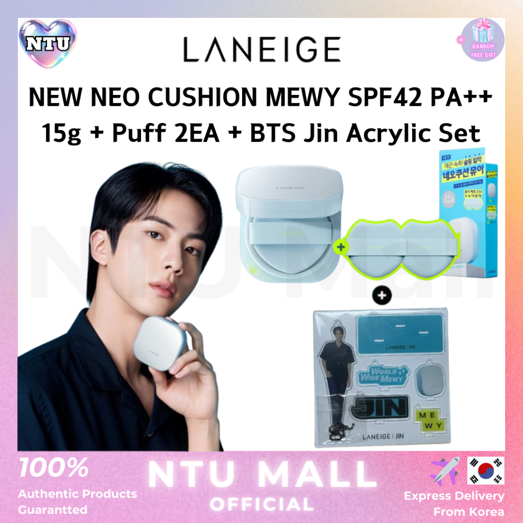 [LANEIGE] BTS Jin PICK NEW NEO CUSHION MEWY SPF42 PA++ 15g+พัฟ 2EA+BTS Jin Limited ชุดอะคริลิค