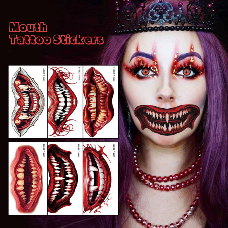 Spot Delivery20PCS ปาก WM-ZB001-ZB020 สติ๊กเกอร์รอยสัก 130*70 มม.Spider Skull Pumpkin Face Tattoo สต