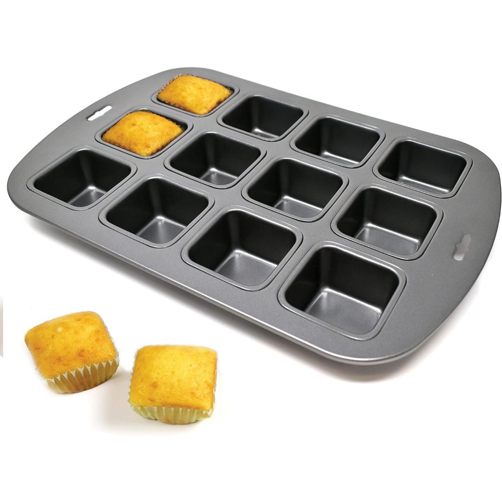 Norpro Nonstick 12-Cavity Linking Brownie Muffcake Cake Pan สี่เหลี่ยม สีดํา (3998) 9 x 13) Square, 