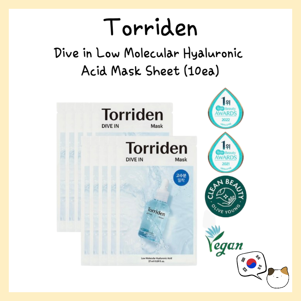 Torriden Dive ในแผ่นมาส์กกรดไฮยาลูโรนิกโมเลกุลต่ํา (10ea)