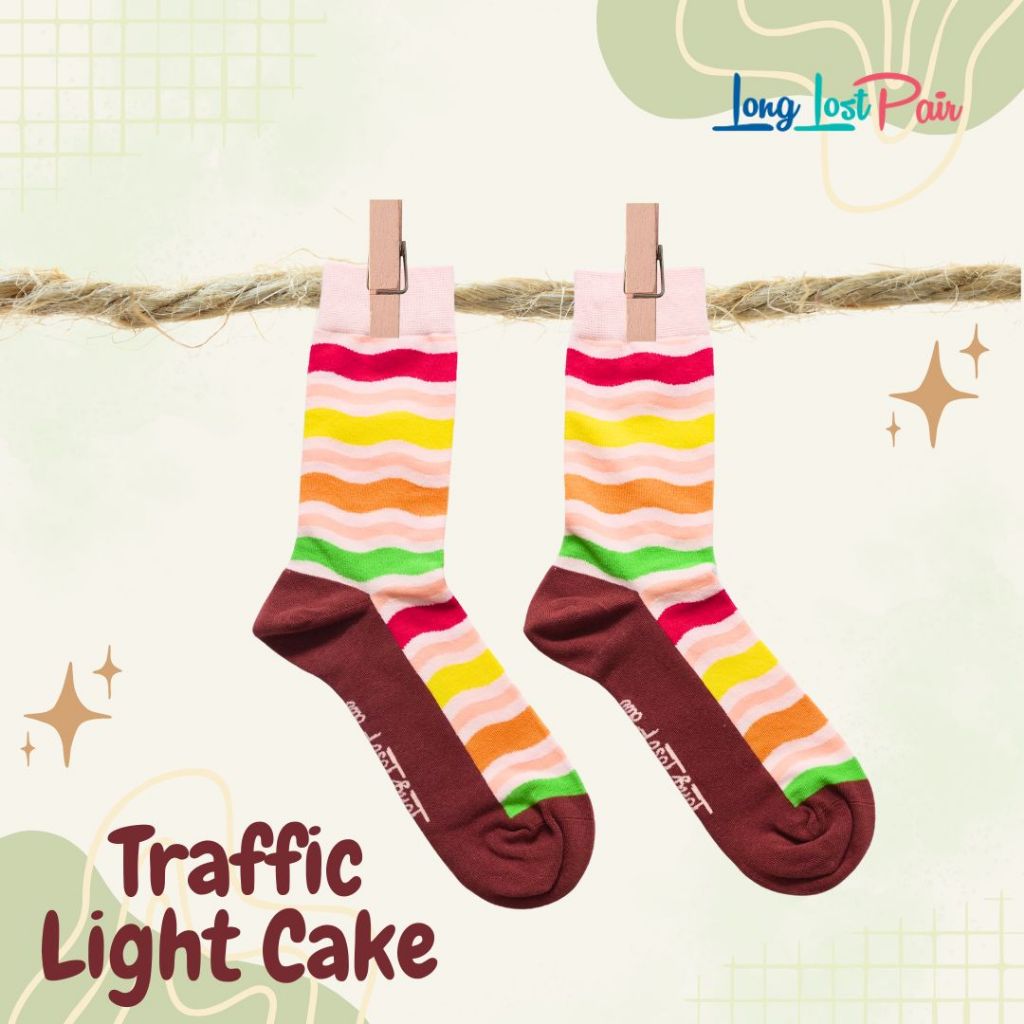 TRAFFIC LIGHT CAKE SOCKS CREW SOCKS HAPPY SOCKS ORGANIC COTTON