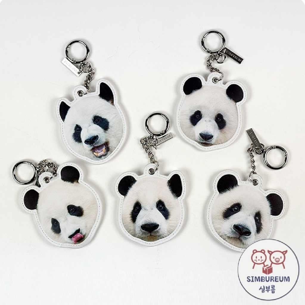 [Everland] Korea Officials Panda Bao Family Face Mini Mirror Keychain _ Aibao Lebao Fubao Huibao Rui