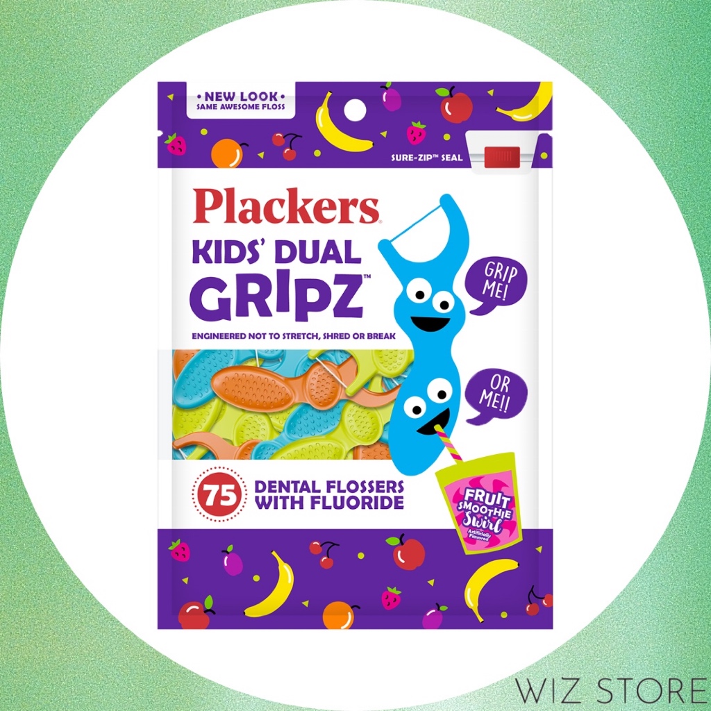 [Plackers] ไหมขัดฟันสําหรับเด็ก Dual Gripz 75 ชิ้น