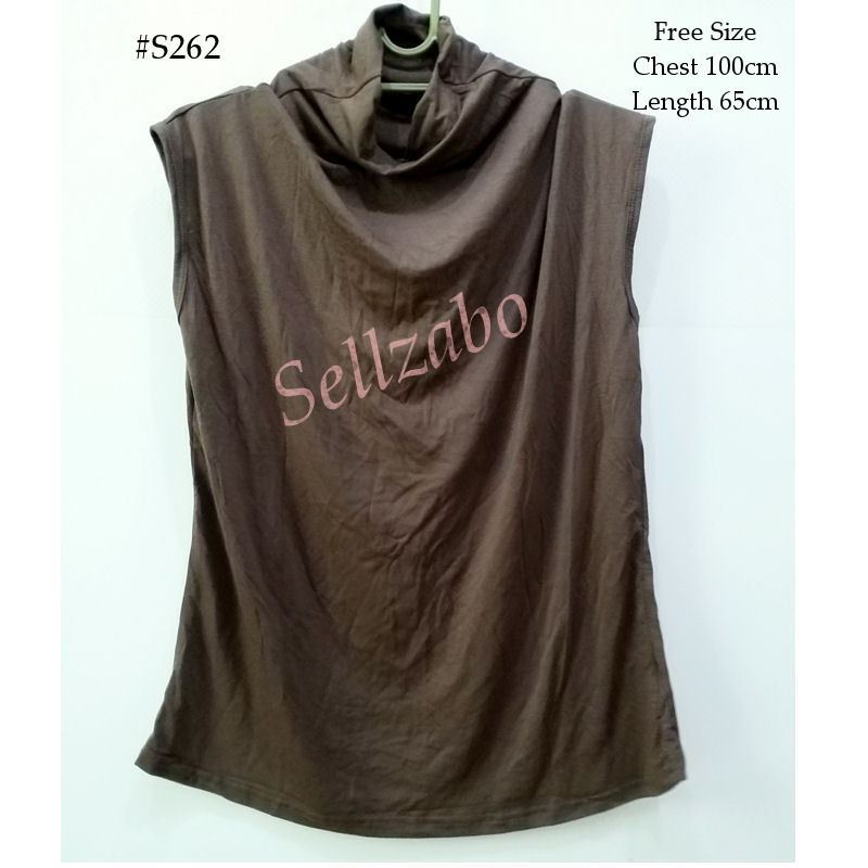 S262 LADIES BROWN SLEEVELESS HIGH NECK TOP VIU