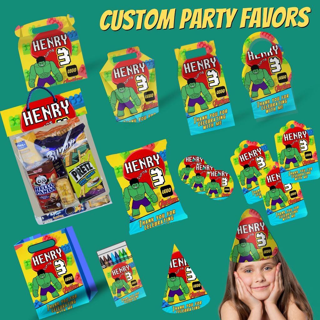 (ผู้ขาย SG) PERSONALIZED CHIPBAGS สําหรับวันเกิดของคุณ HEROS และ VILLAINES GOODIE BAG HAMPER LEGO TH