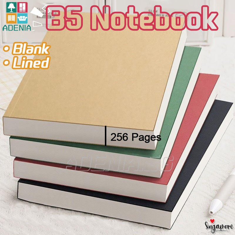 SGA5 B5 A4 Notebook 256 หน้า Notebooks Blank Lined หนังสือออกกําลังกายหนา Notepads Student Office No